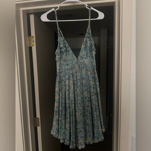 Angel Biba Blue Midi Sundress with Spaghetti Straps